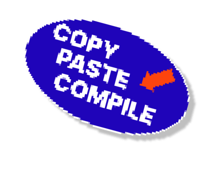 Copy paste compile sticker in het blauw van De Computerjongens.